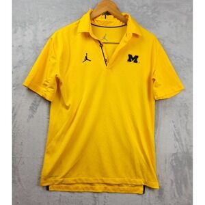 Michigan Wolverines Polo Shirt Mens Medium Jordan Nike Jumpman Yellow Solid